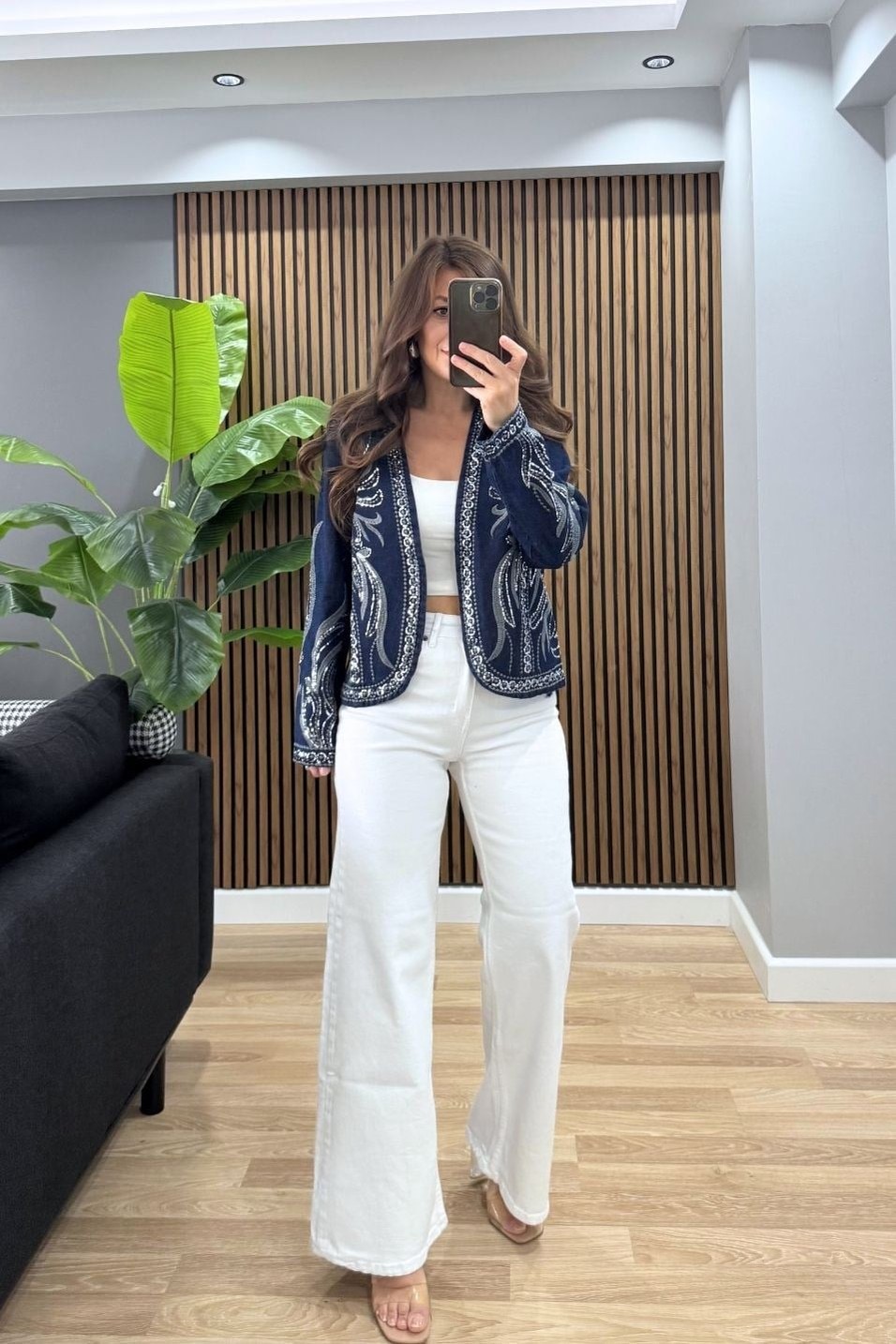 CeketSierra Pul İşlemeli Denim Ceket Koyu Mavi