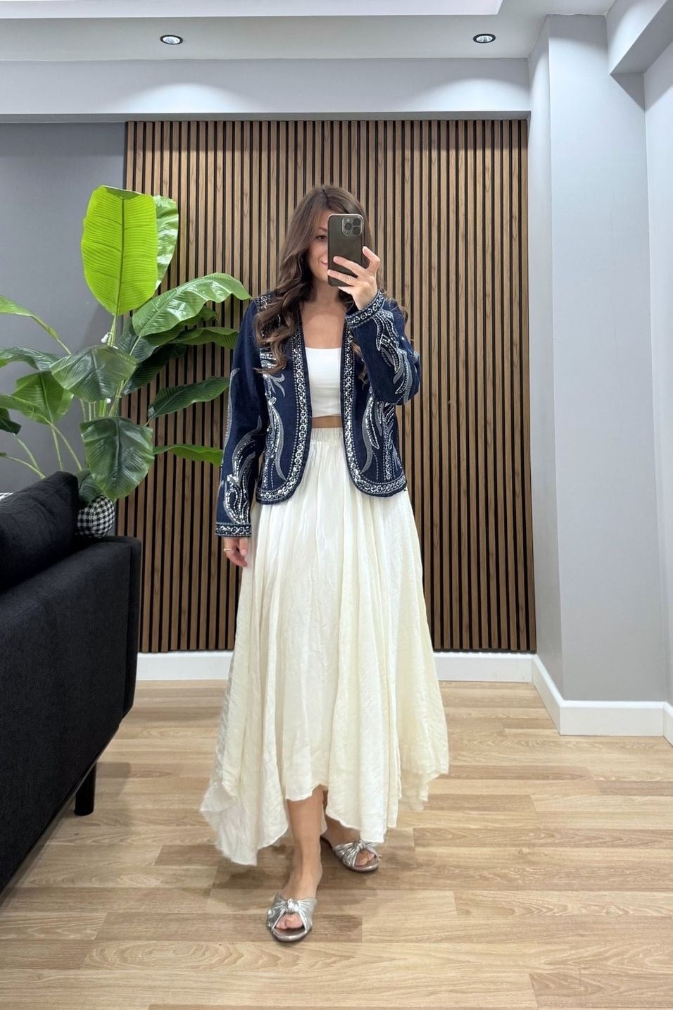 CeketSierra Pul İşlemeli Denim Ceket Koyu Mavi