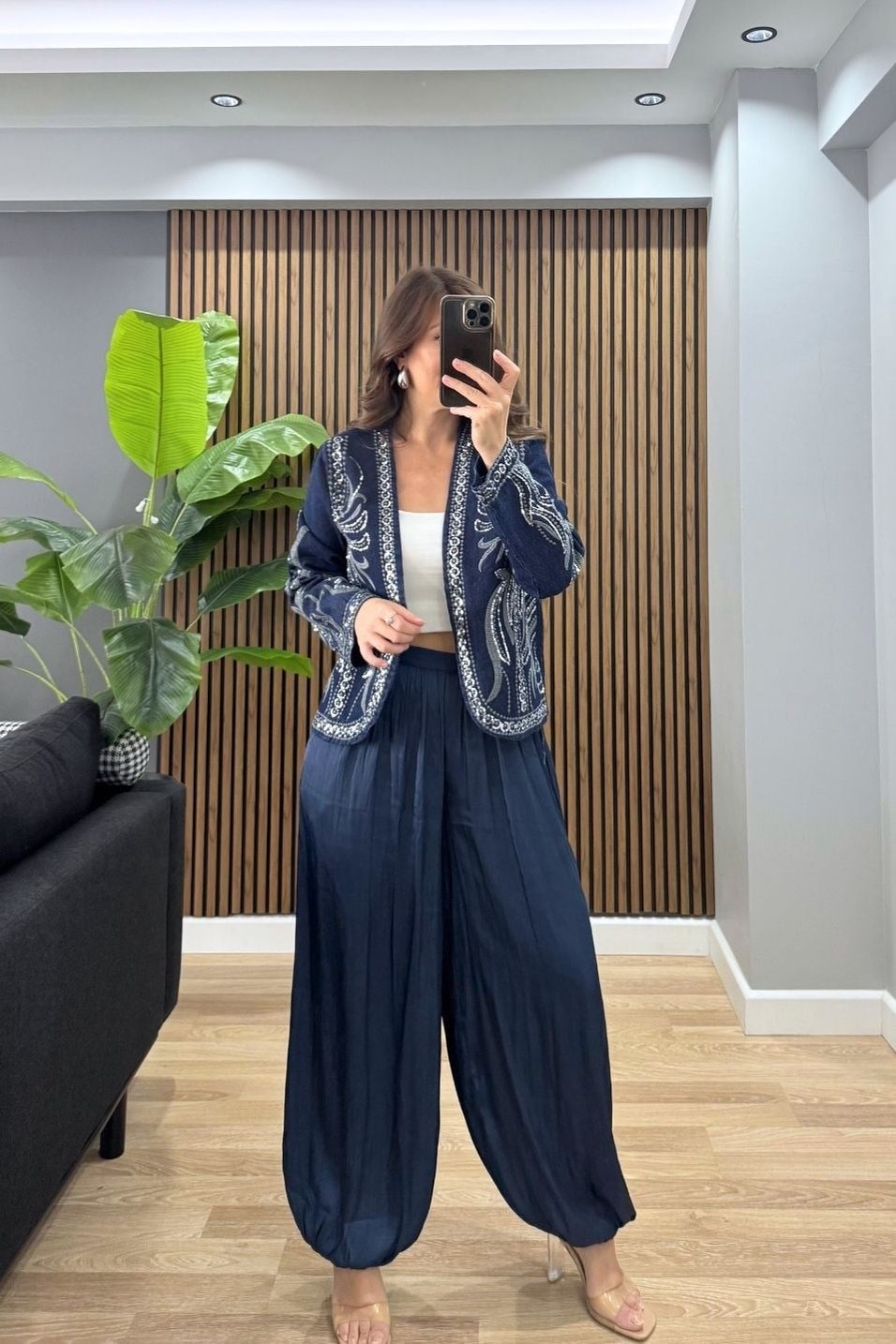 CeketSierra Pul İşlemeli Denim Ceket Koyu Mavi