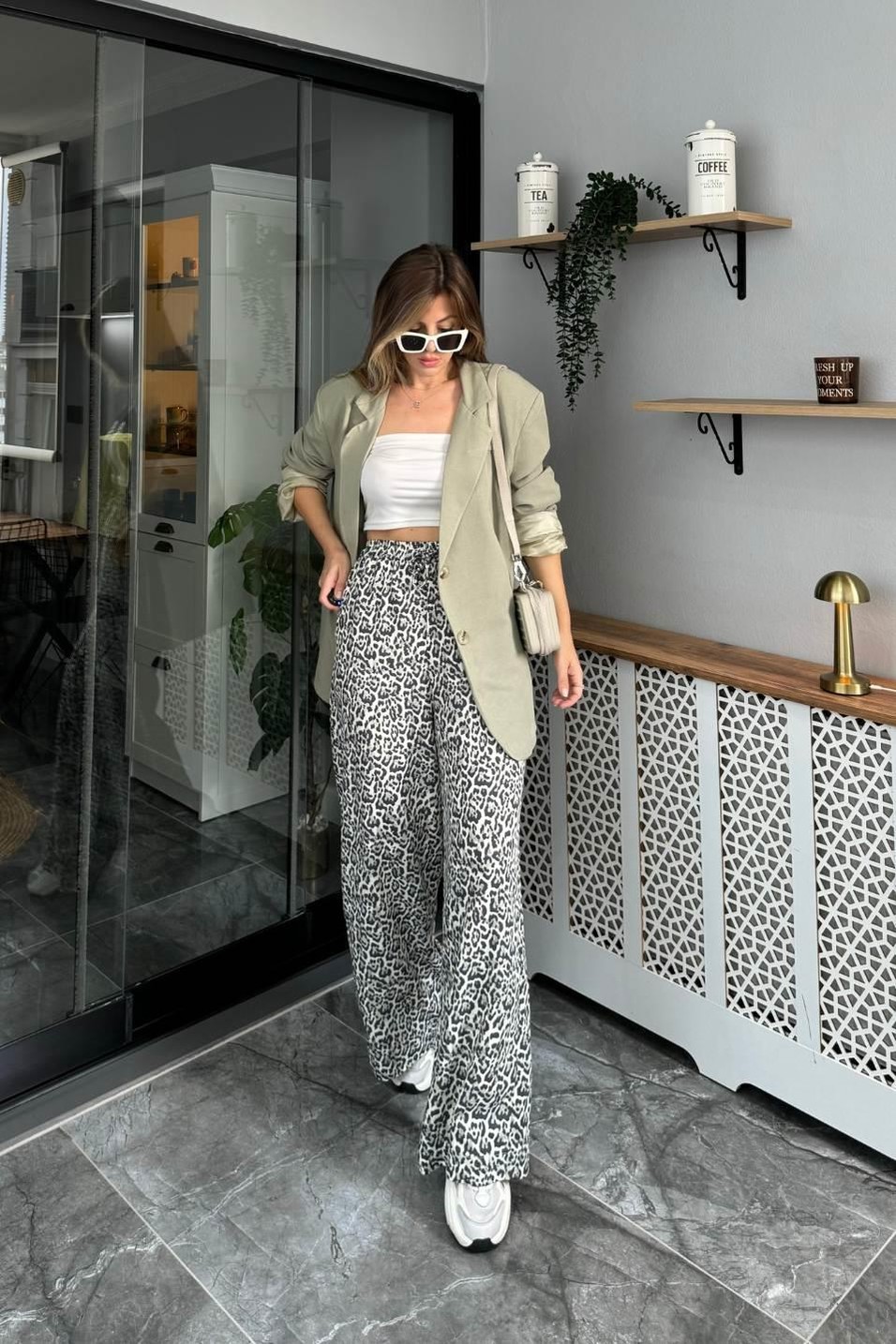 CeketZr Model Oversize Keten Ceket Haki Yeşil