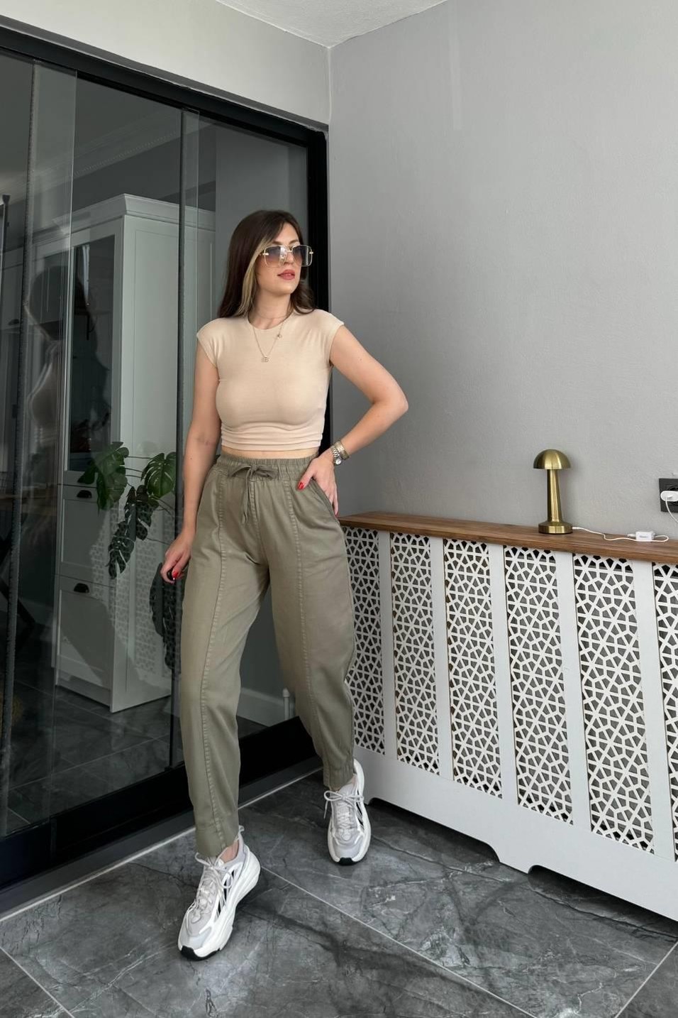 CropDilvin Pamuk Crop Top Bej
