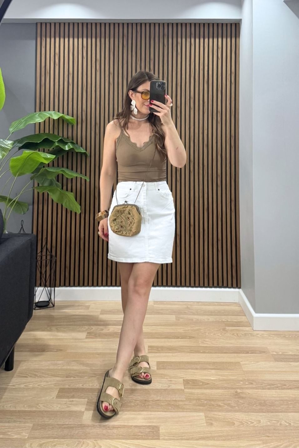 EtekDenim Mini Etek Beyaz