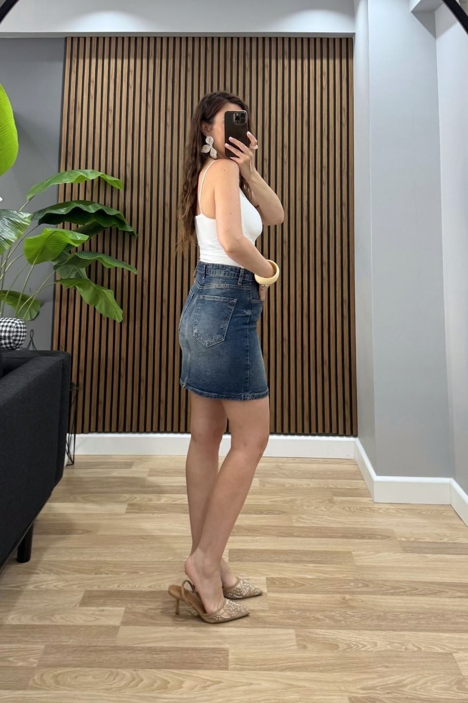 EtekDenim Mini Etek Koyu Mavi