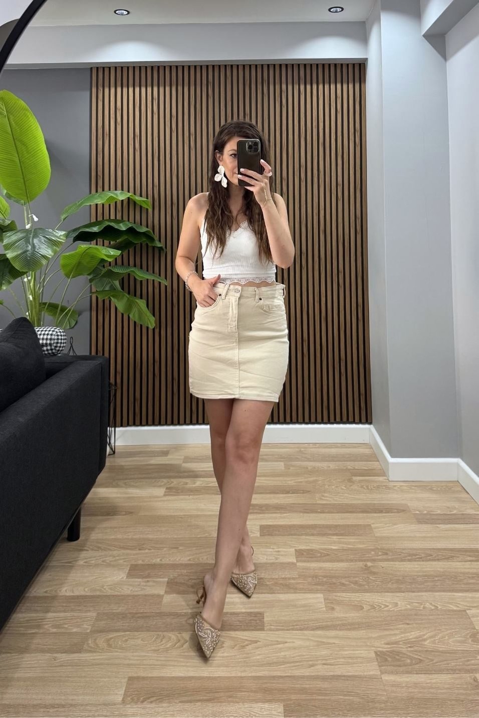 EtekDenim Mini Etek Taş