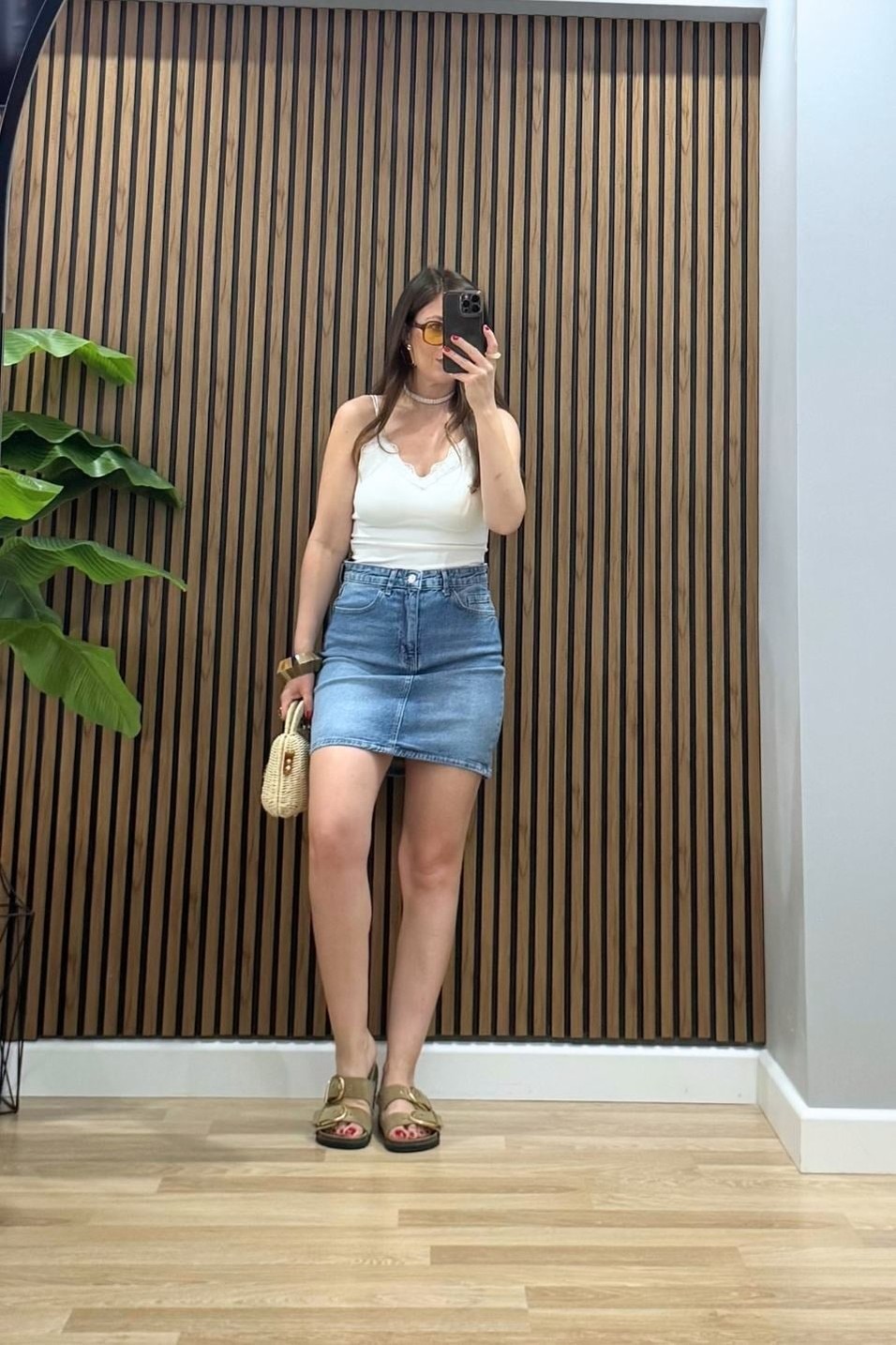 EtekDenim Mini Etek Taşlanmış Mavi