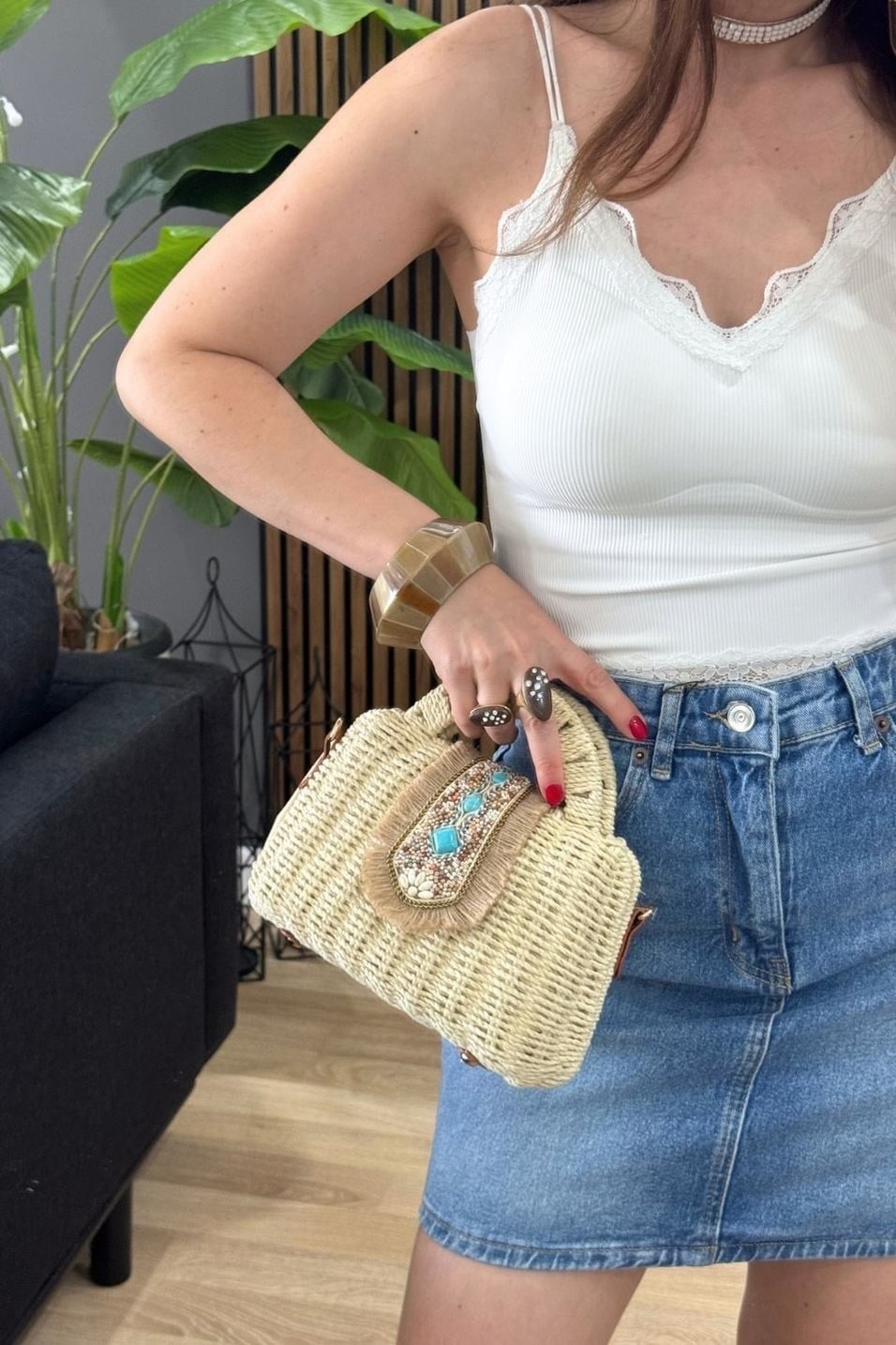 EtekDenim Mini Etek Taşlanmış Mavi