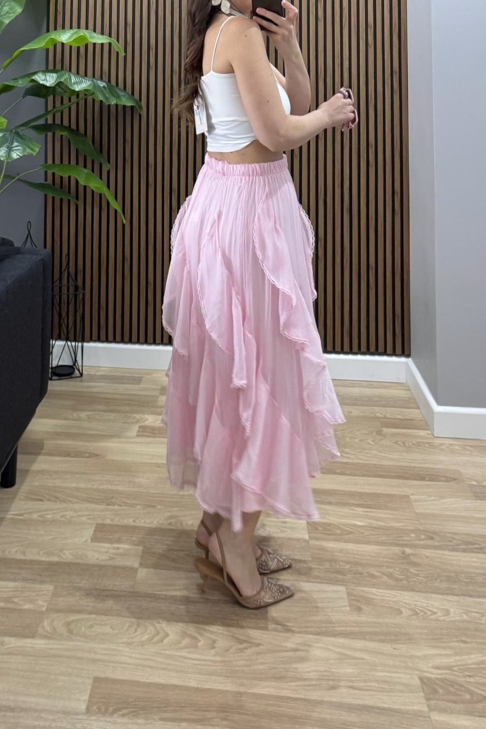 EtekKat Kat Dantel Detay Etek Pembe