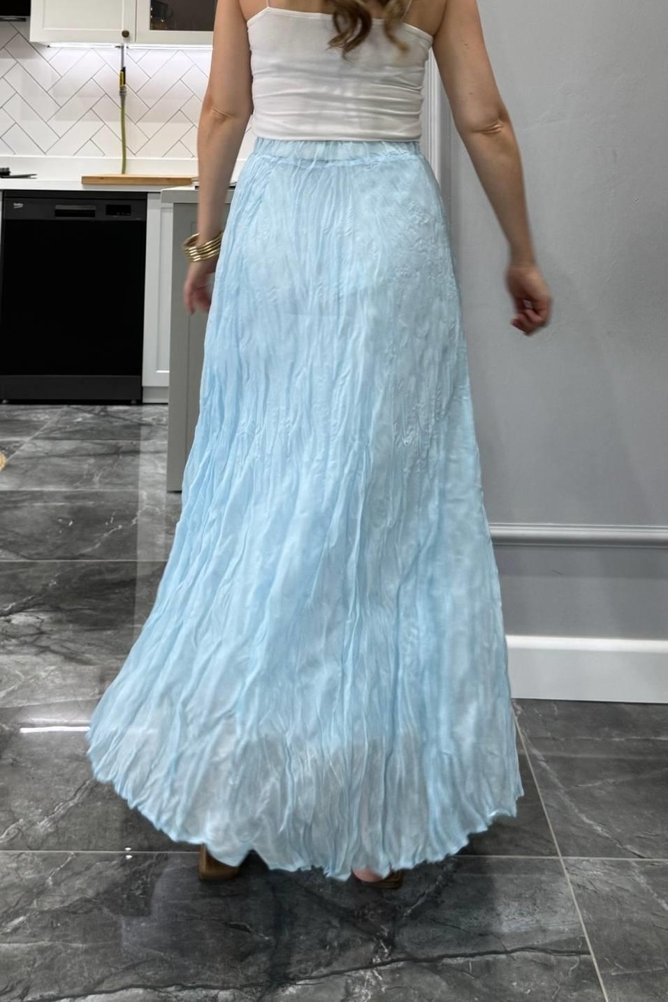 EtekKırışık Modal Etek Bebe Mavi