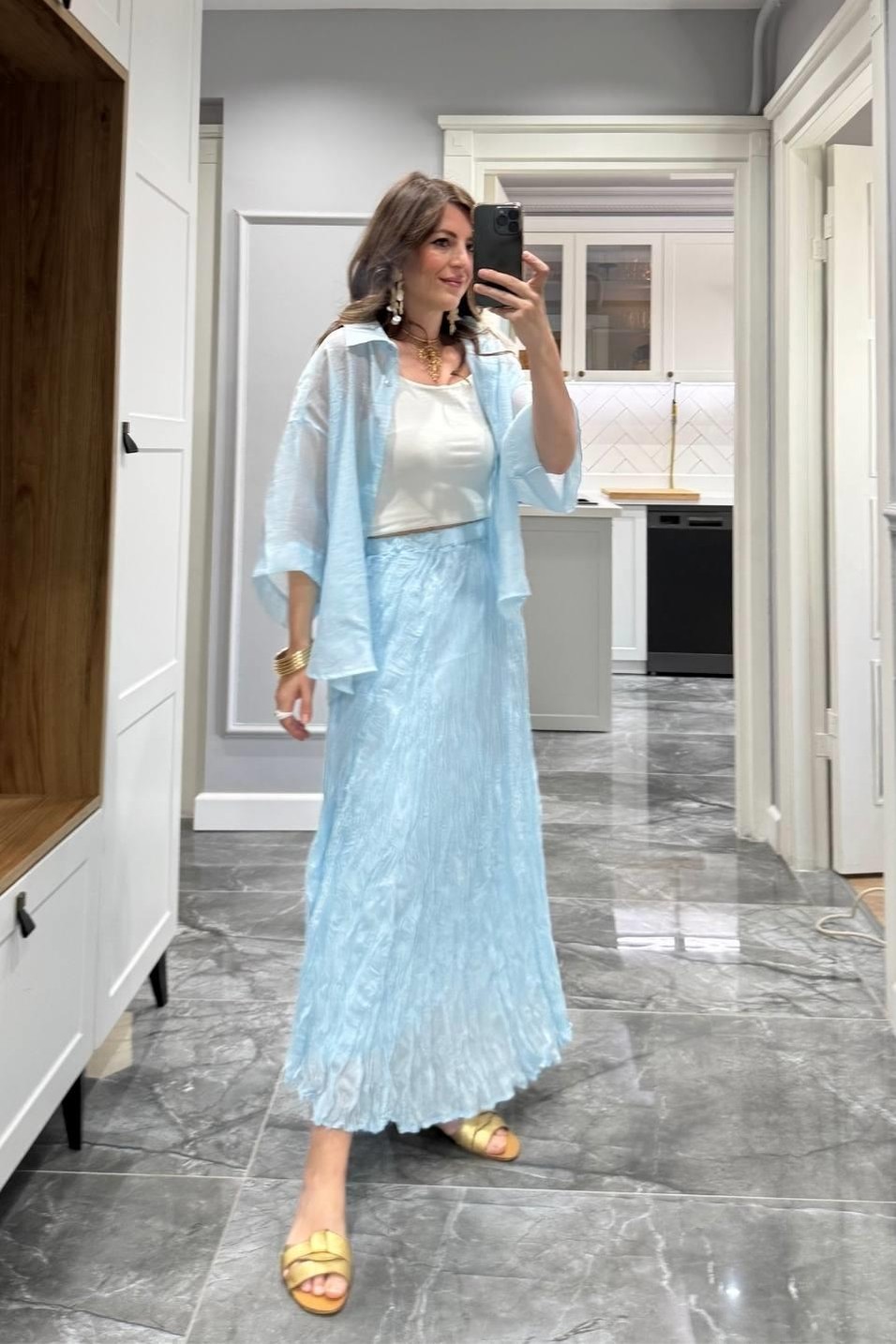 EtekKırışık Modal Etek Bebe Mavi