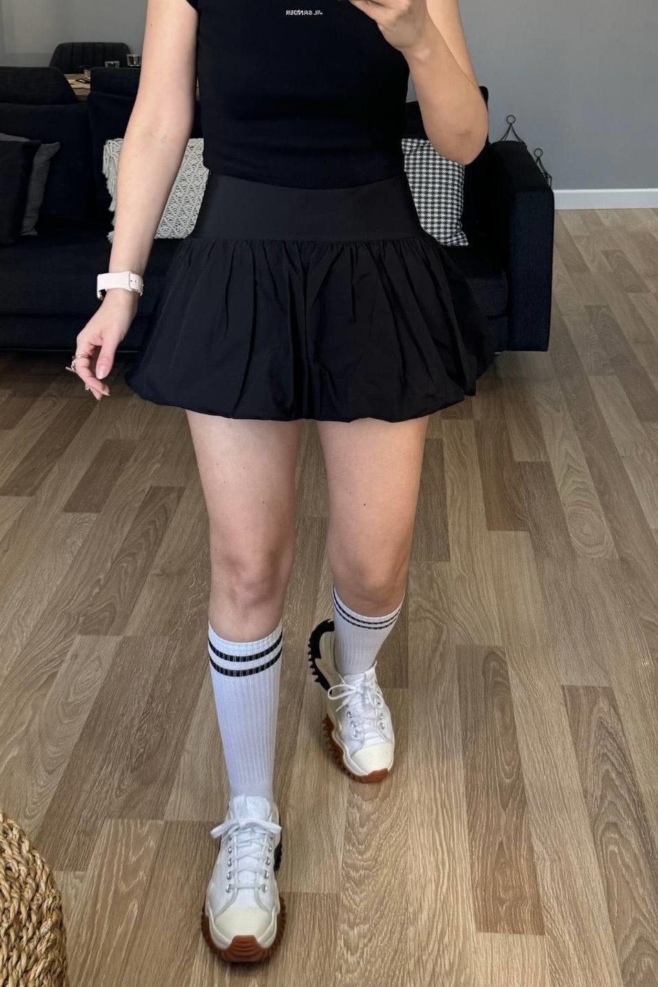EtekŞortlu Mini Balon Etek Siyah