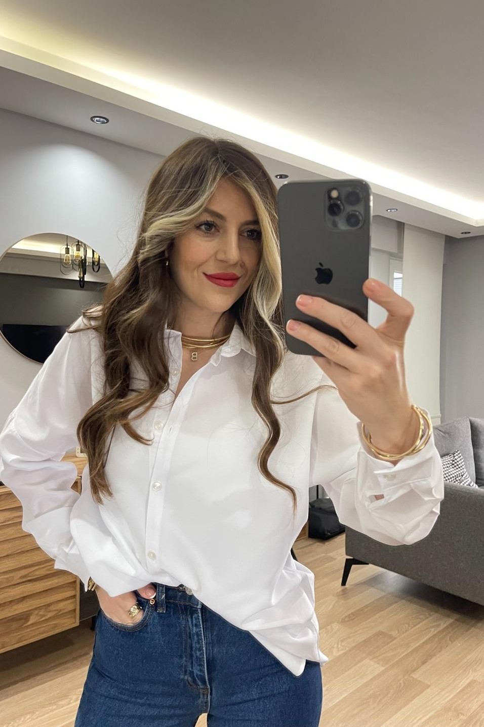 GömlekDüz Beyaz Oversize Gömlek Beyaz
