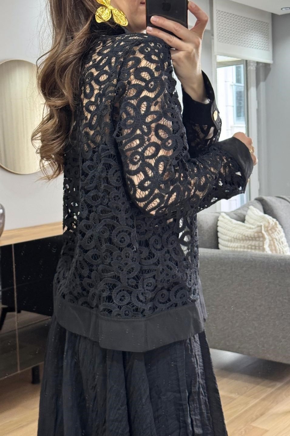 GömlekNoir Lace Gömlek Ceket Siyah