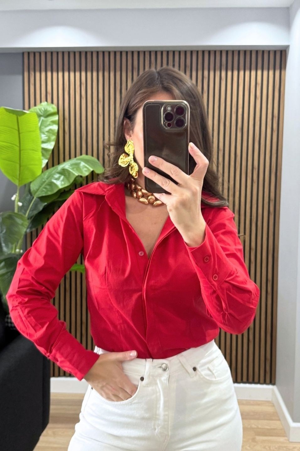 GömlekSlim Fit Gömlek Kırmızı