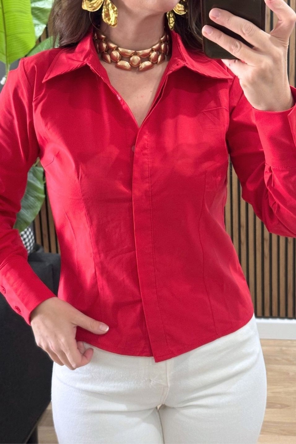 GömlekSlim Fit Gömlek Kırmızı