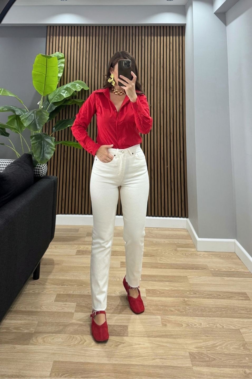 GömlekSlim Fit Gömlek Kırmızı