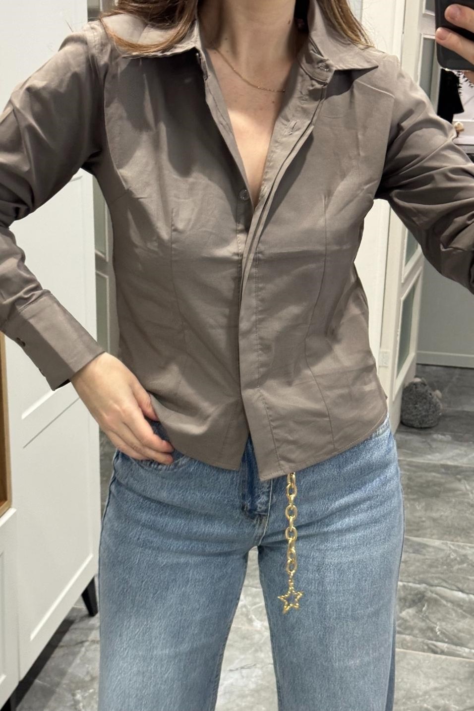 GömlekSlim Fit Gömlek Vizon