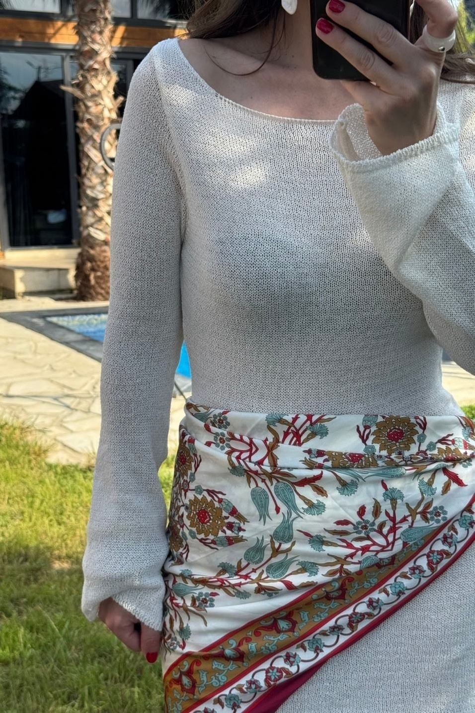 Günlük ElbiseBeach Knit Mini Elbise Ekru