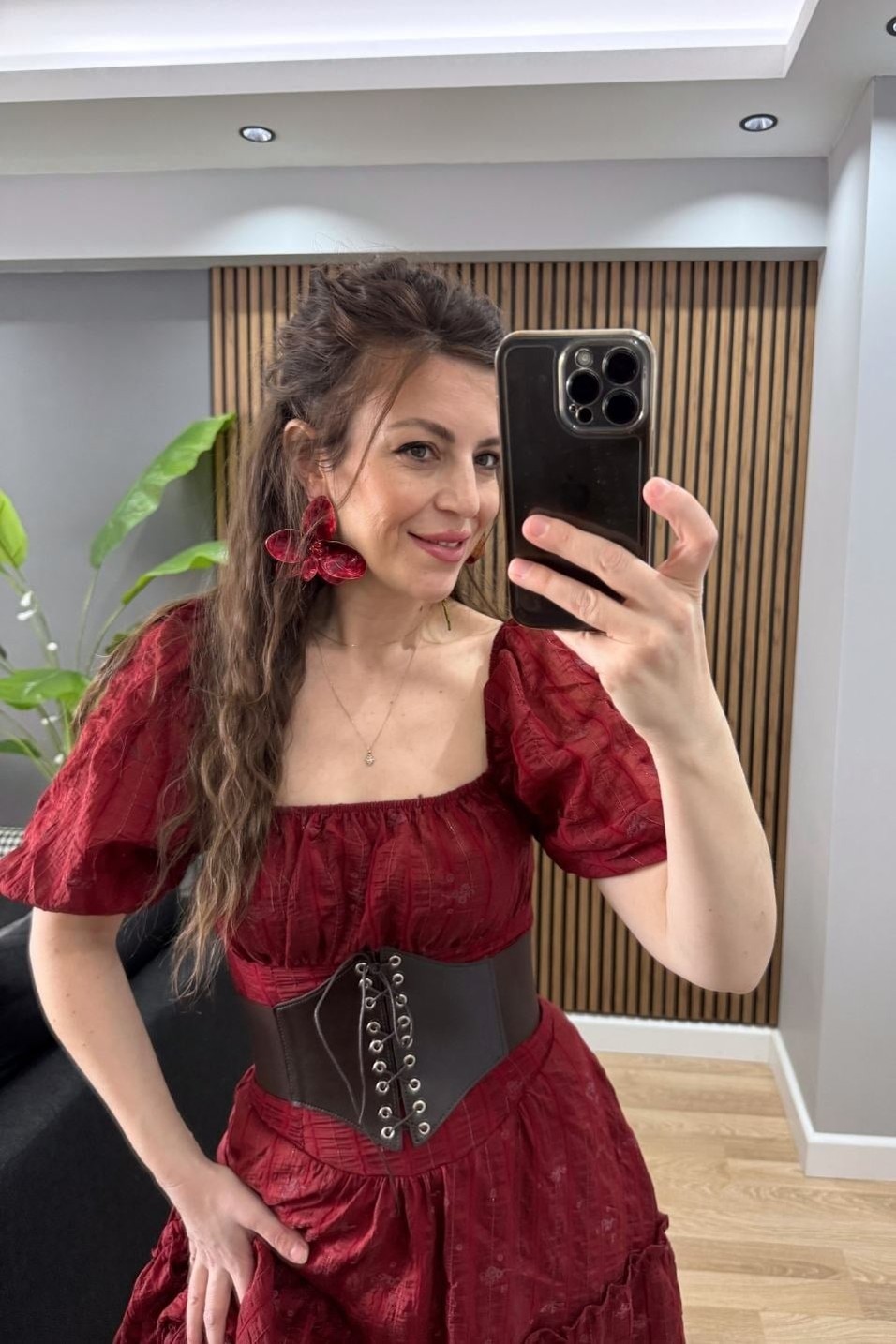 Günlük ElbiseLuna Soft Bohem Elbise Bordo