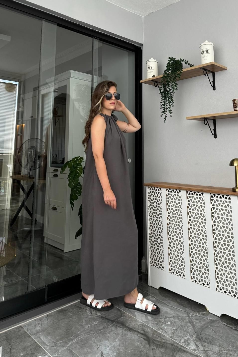Günlük ElbisePremium Oversize Modal Elbise Antrasit