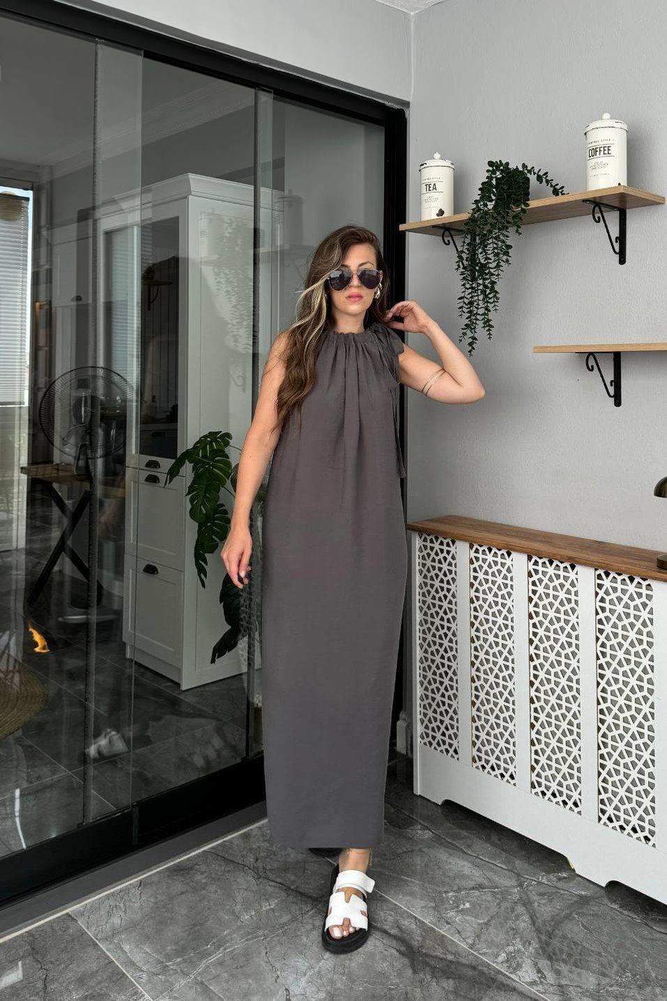 Günlük ElbisePremium Oversize Modal Elbise Antrasit