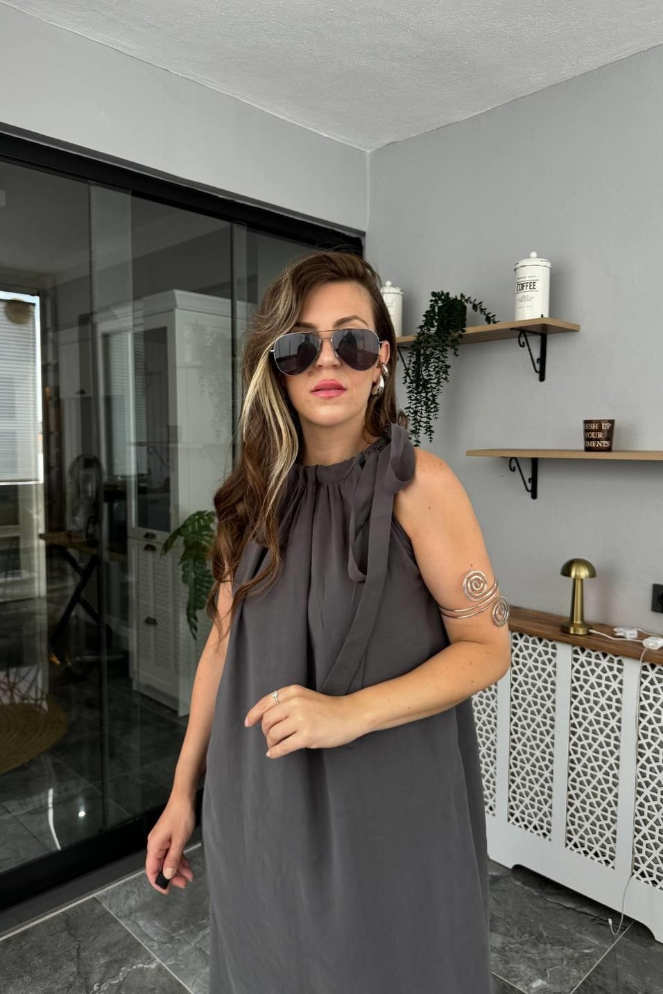 Günlük ElbisePremium Oversize Modal Elbise Antrasit