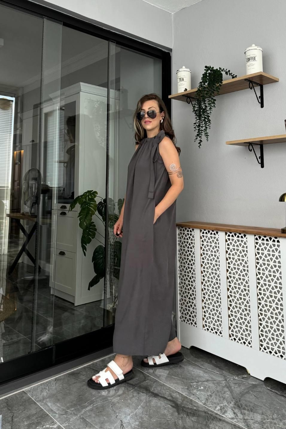 Günlük ElbisePremium Oversize Modal Elbise Antrasit