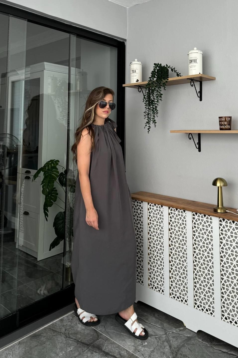 Günlük ElbisePremium Oversize Modal Elbise Antrasit