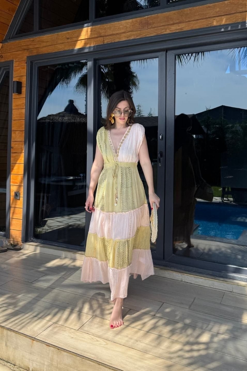 Günlük ElbiseRosalie Boncuk İşlemeli Bohem Maxi Elbise Multi Color