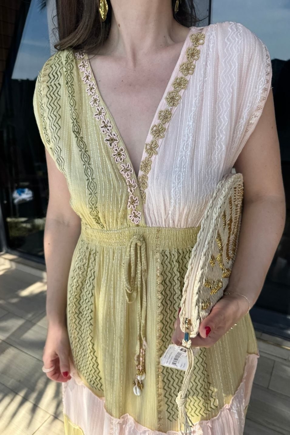 Günlük ElbiseRosalie Boncuk İşlemeli Bohem Maxi Elbise Multi Color
