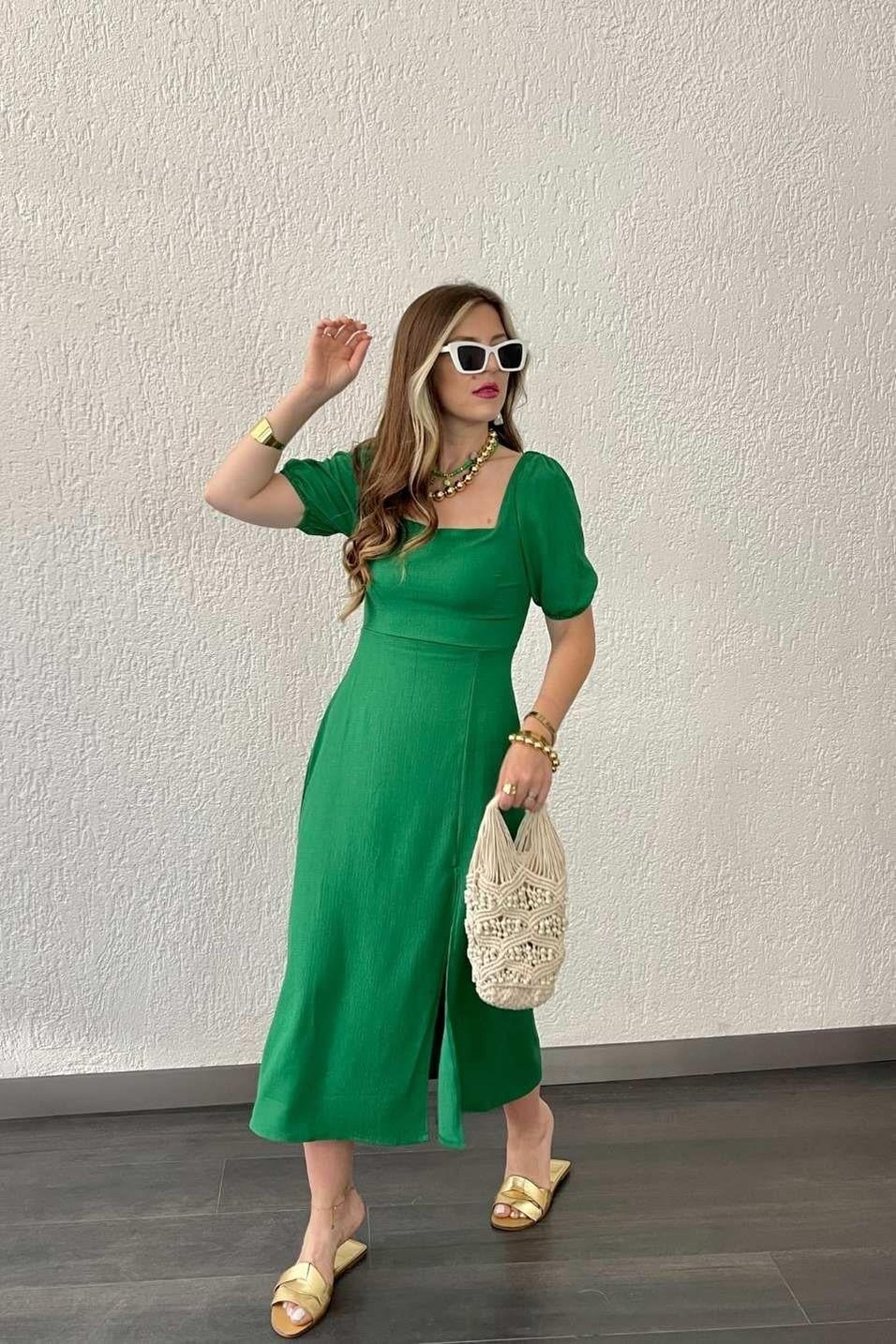Günlük ElbiseSırt Biyeli Elbise Yeşil