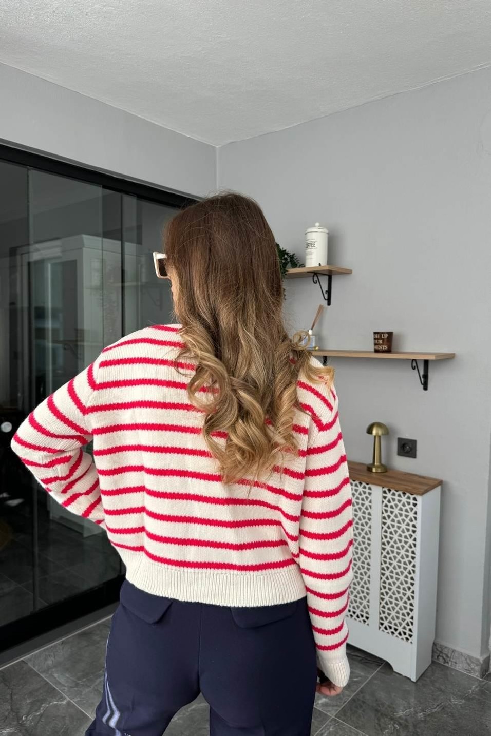 HırkaGold Düğmeli Çizgili Triko Hırka Multi Color
