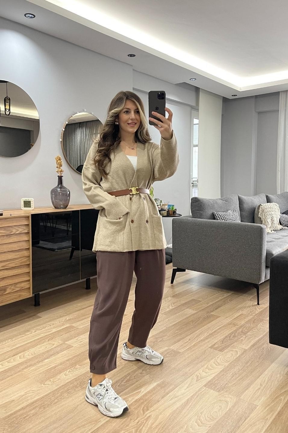 HırkaKruvaze Oversize Cepli Hırka Bej