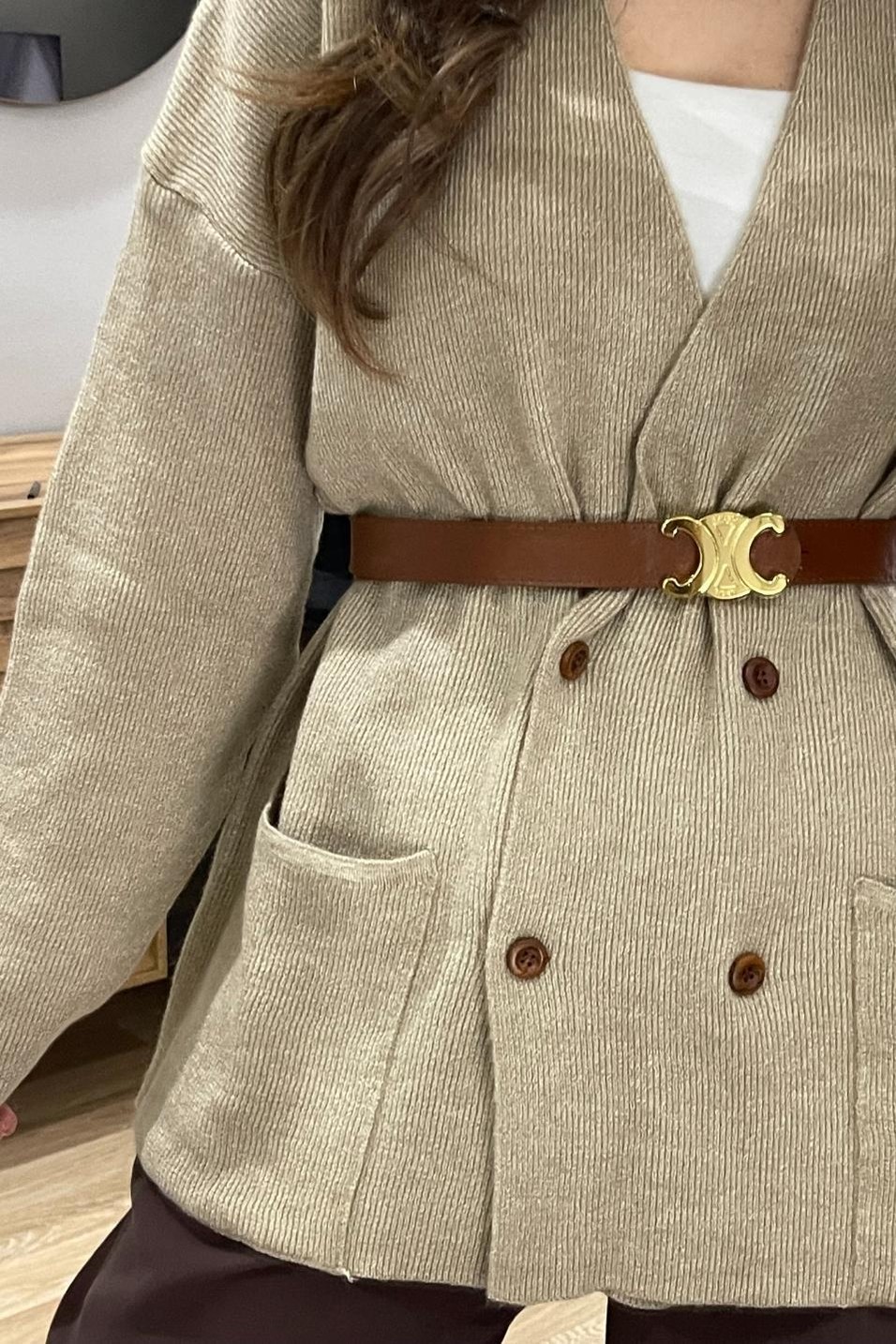 HırkaKruvaze Oversize Cepli Hırka Bej