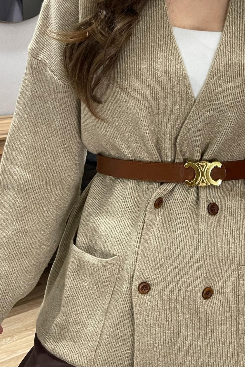 HırkaKruvaze Oversize Cepli Hırka Bej