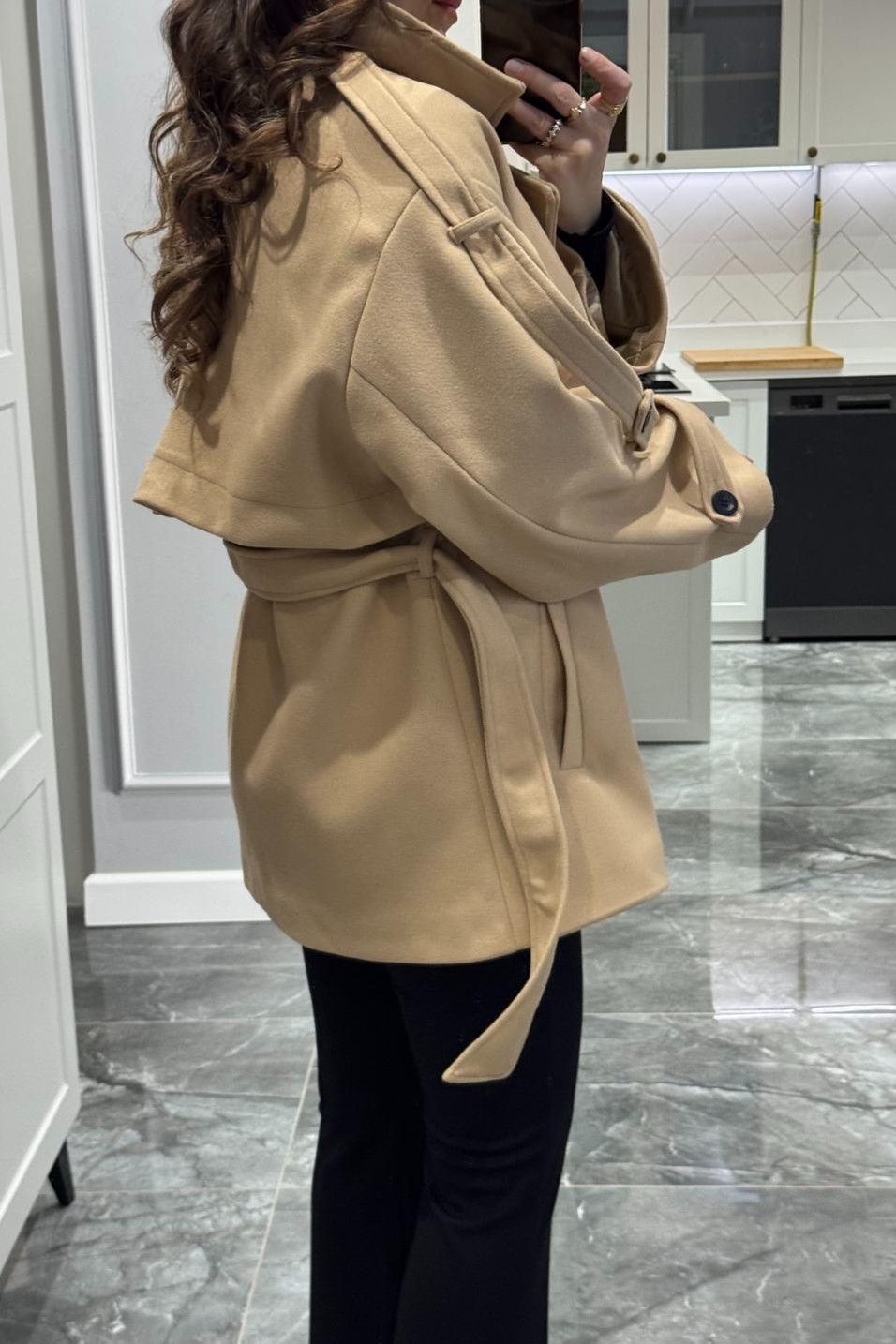 KabanPremium Trenç Model Kaşe Kaban Camel