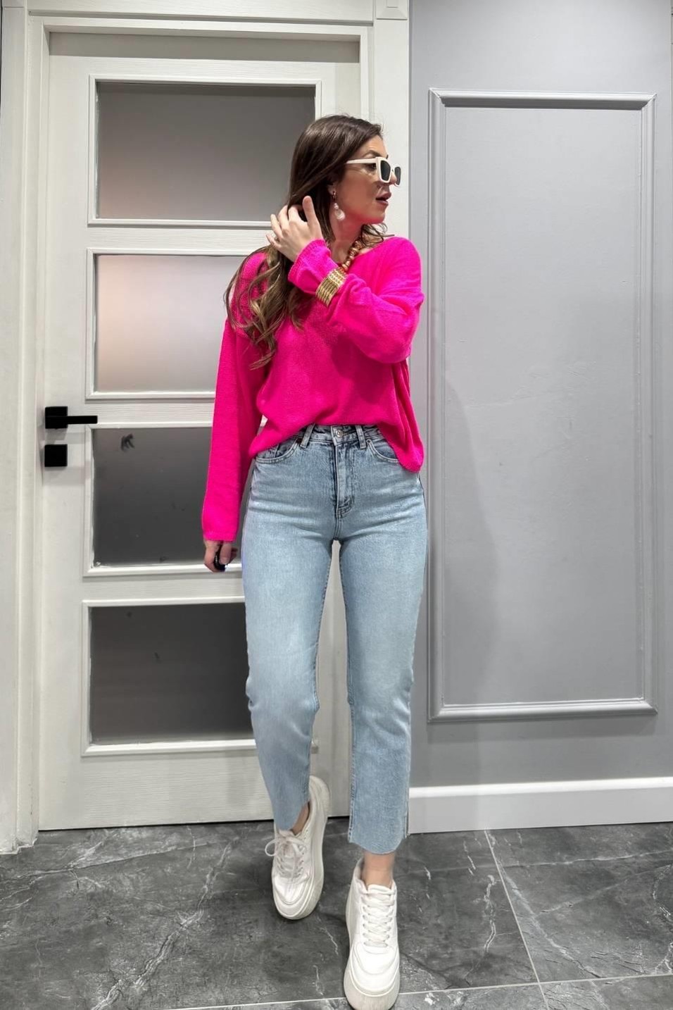KazakMarka Model Mevsimlik Triko Fuşya