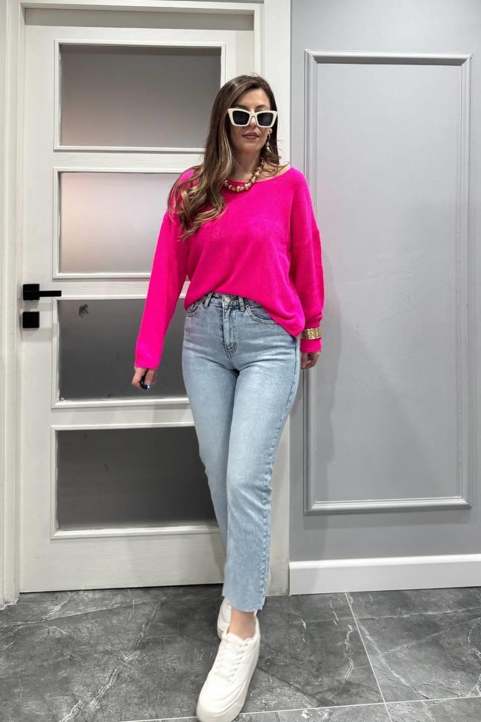 KazakMarka Model Mevsimlik Triko Fuşya