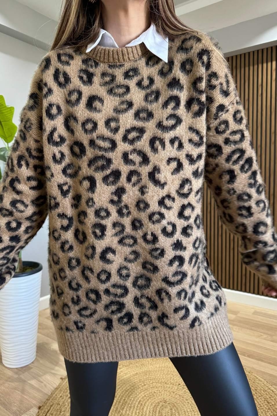 KazakŞardonlu İpek Leopar Kazak Camel