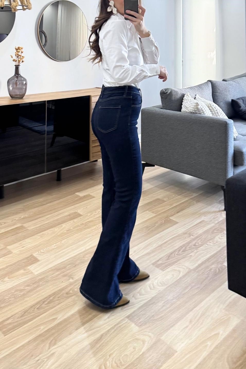 Kot Pantolonİspanyol Paça Likralı Jean Lacivert