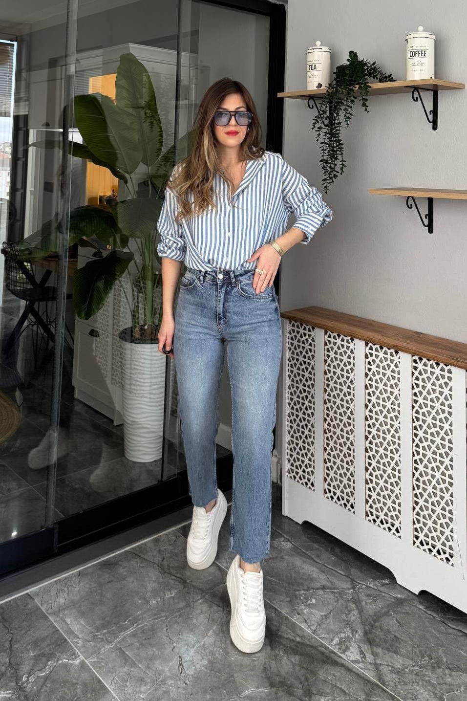Kot PantolonKar Yıkama Zr Model Boyfıt Jean Mavi