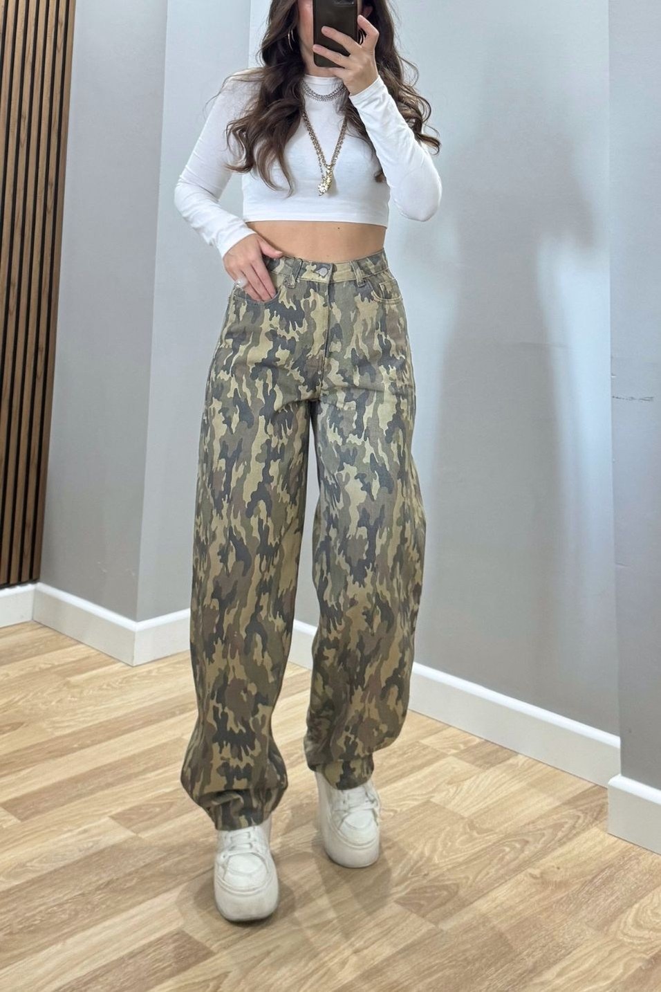Kot PantolonMarka Model Kamuflaj Barrel Jean Multi Color