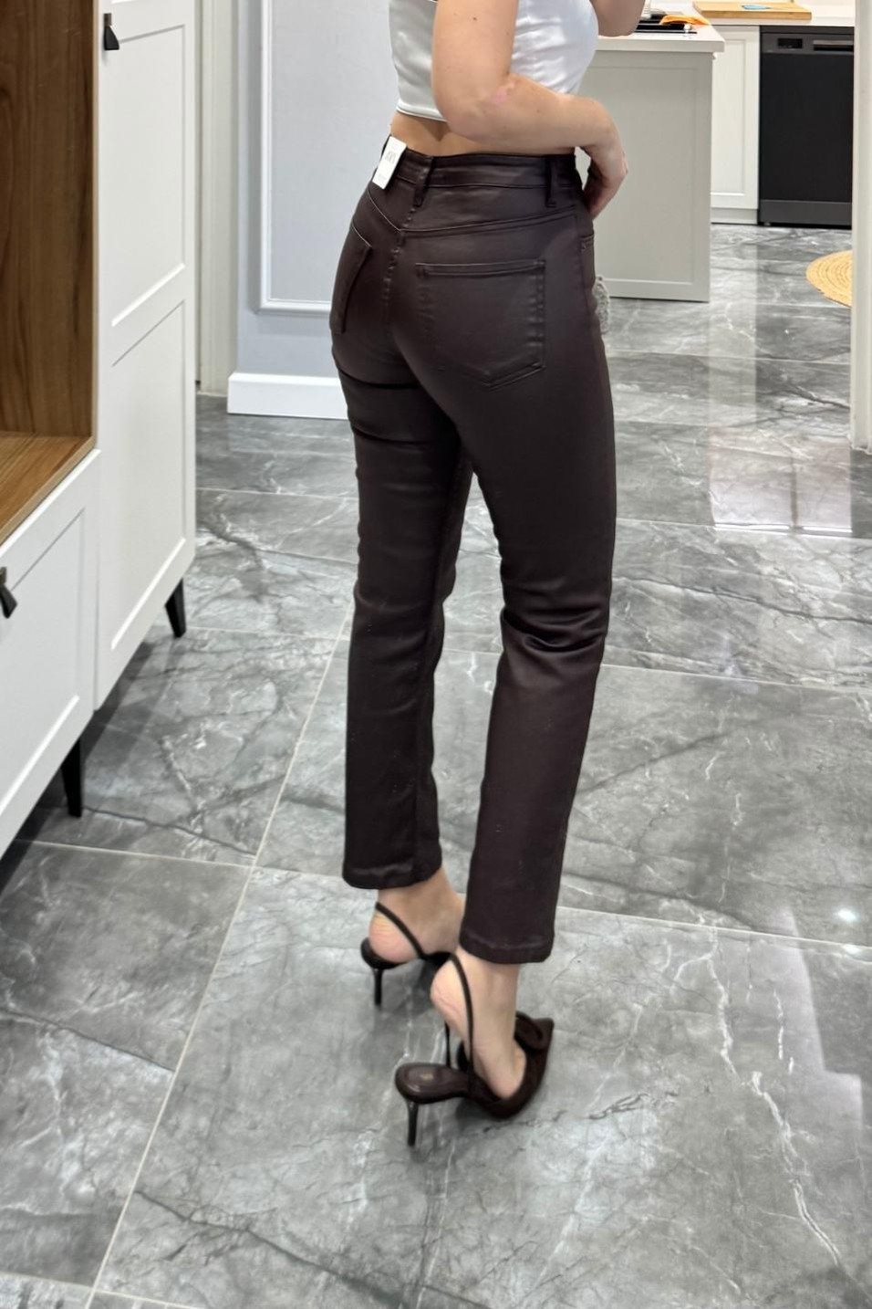 Kot PantolonMarka Model Mumlu Kaplama Jean Acı Kahve