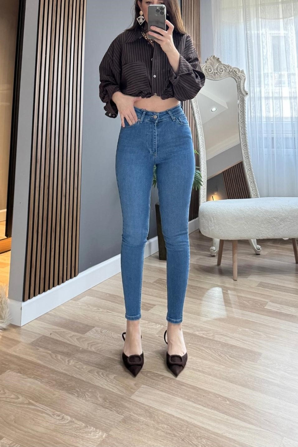 Kot PantolonYüksek Bel Skınny Toparlayıcı Jean Açık Mavi