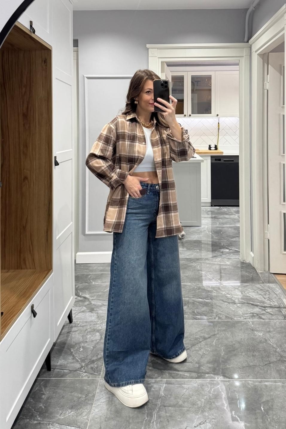 Kot PantolonZr Baggy Yüksek Bel Bol Paça Jean Mavi