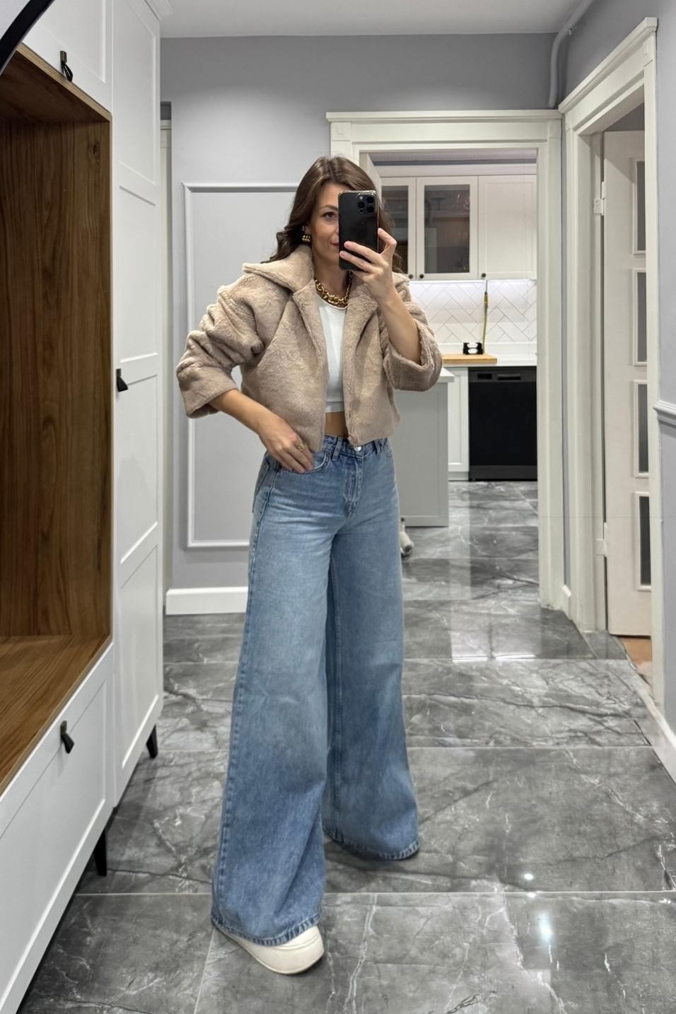 Kot PantolonZr Baggy Yüksek Bel Bol Paça Jean Açık Mavi