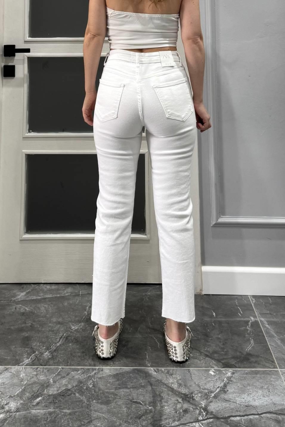 Kot PantolonZr Model Boyfit Jean Beyaz