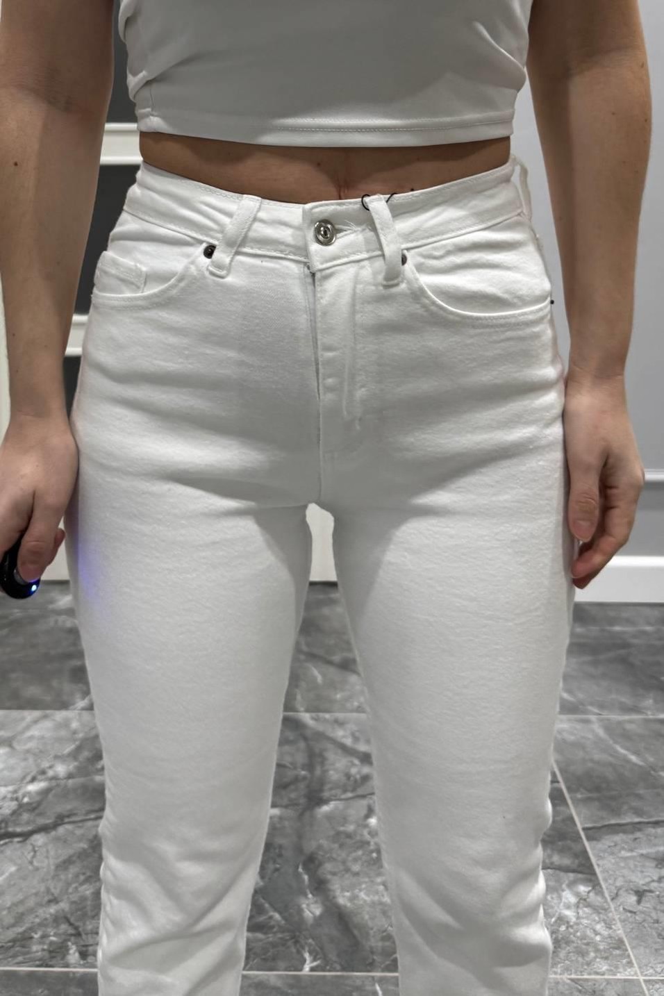 Kot PantolonZr Model Boyfit Jean Beyaz