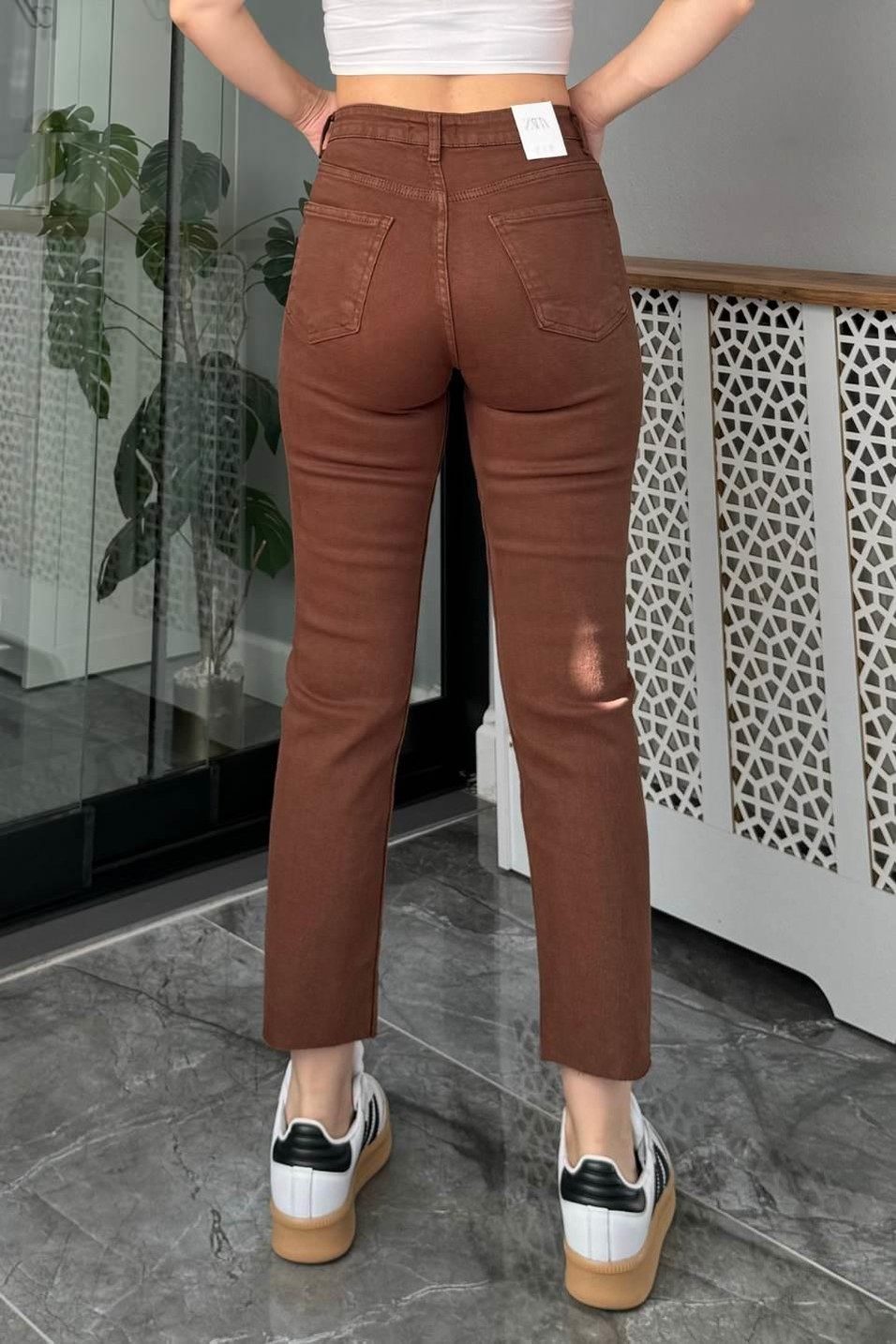 Kot PantolonZr Model Boyfit Jean Kahverengi