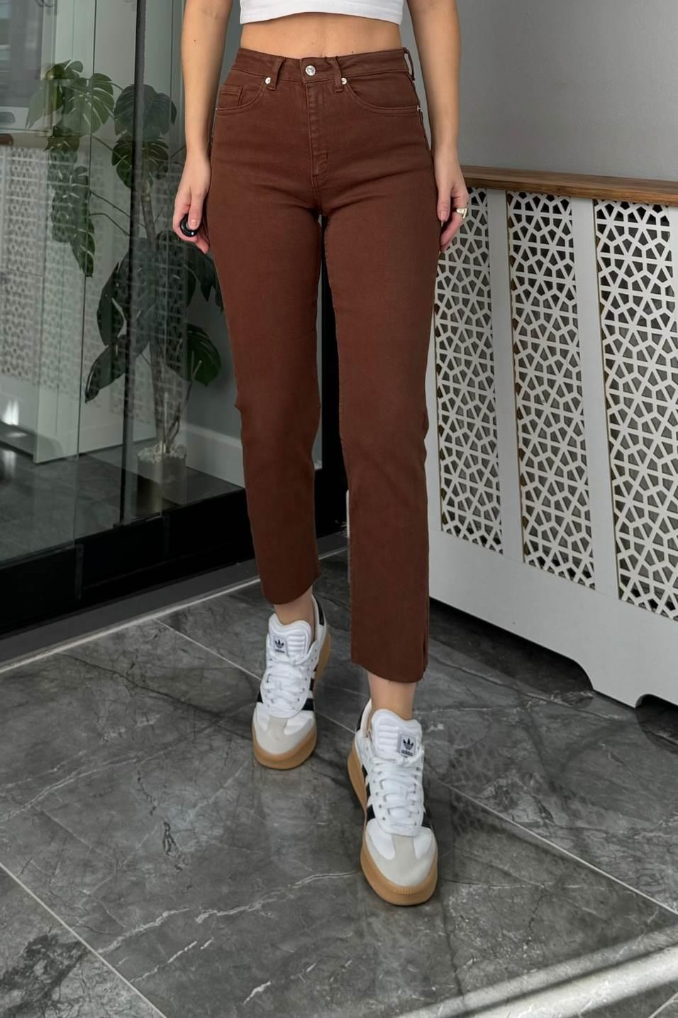 Kot PantolonZr Model Boyfit Jean Kahverengi