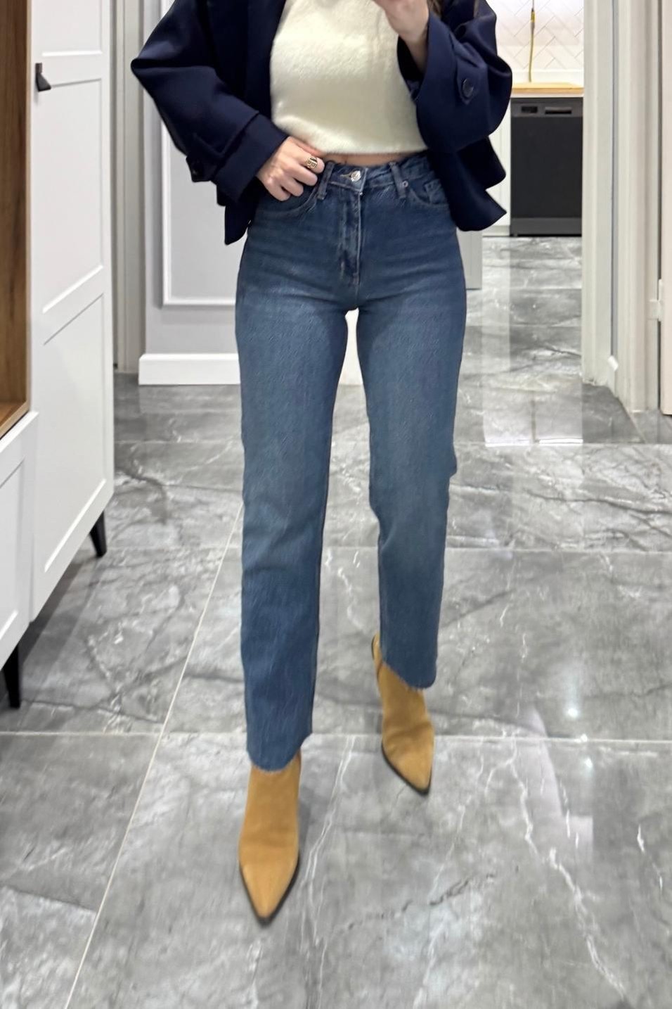 Kot PantolonZr Model Boyfit Jean Koyu Mavi